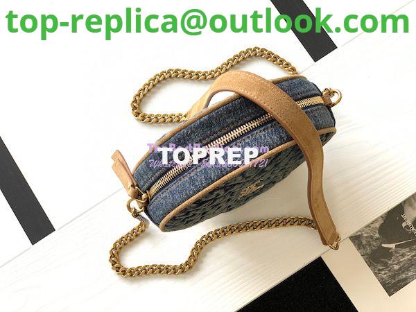 Replica YSL Saint Laurent Vinyle Round Camera Bag In Chevron-quilted Denim And Suede 6104362 5 Replica YSL Saint Laurent Vinyle Round Camera Bag In Chevron-quilted Denim And Suede 6104362 5