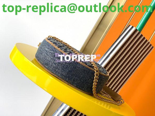 Replica YSL Saint Laurent Vinyle Round Camera Bag In Chevron-quilted Denim And Suede 6104362 9 Replica YSL Saint Laurent Vinyle Round Camera Bag In Chevron-quilted Denim And Suede 6104362 9