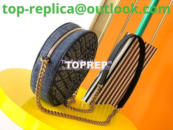 Replica YSL Saint Laurent Vinyle Round Camera Bag In Chevron-quilted Denim And Suede 6104362 11 Replica YSL Saint Laurent Vinyle Round Camera Bag In Chevron-quilted Denim And Suede 6104362 11