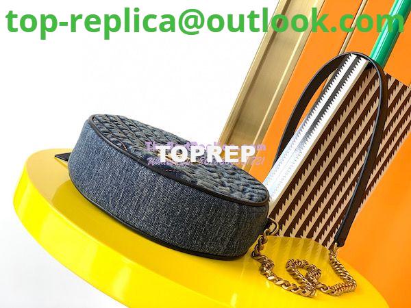 Replica YSL Saint Laurent Vinyle Round Camera Bag In Chevron-quilted Denim And Suede 6104362 12 Replica YSL Saint Laurent Vinyle Round Camera Bag In Chevron-quilted Denim And Suede 6104362 12