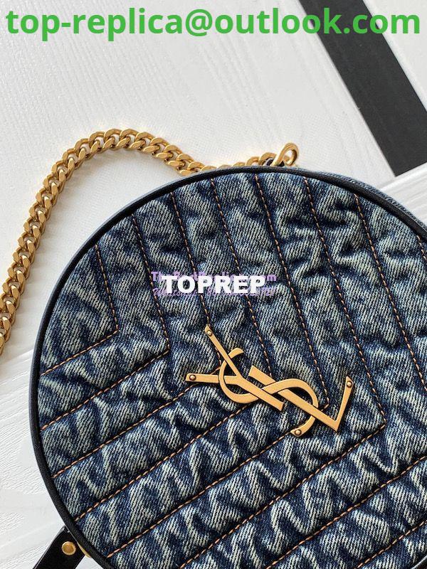 Replica YSL Saint Laurent Vinyle Round Camera Bag In Chevron-quilted Denim And Suede 6104362 13 Replica YSL Saint Laurent Vinyle Round Camera Bag In Chevron-quilted Denim And Suede 6104362 13