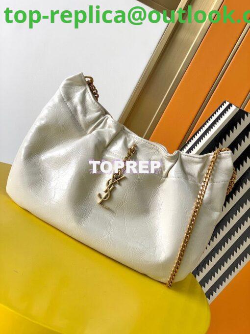 Replica YSL Saint Laurent PacPac Ruched Leather Hobo Bag 681632 White