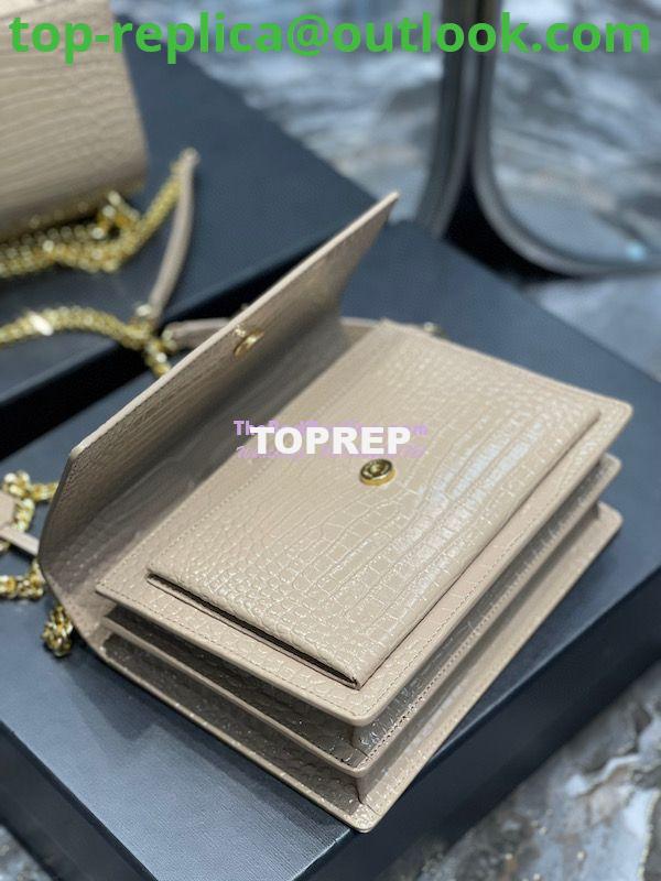 Replica YSL Saint Laurent Medium Sunset Monogram Crocodile embossed bag in Beige w Gold Hardware 7 Replica YSL Saint Laurent Medium Sunset Monogram Crocodile embossed bag in Beige w Gold Hardware 7