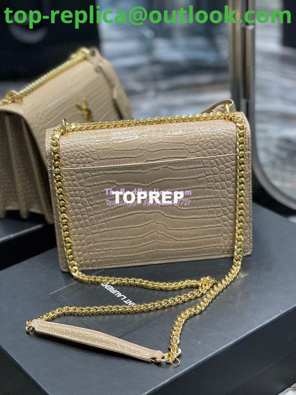 Replica YSL Saint Laurent Medium Sunset Monogram Crocodile embossed bag in Beige w Gold Hardware 10 Replica YSL Saint Laurent Medium Sunset Monogram Crocodile embossed bag in Beige w Gold Hardware 10