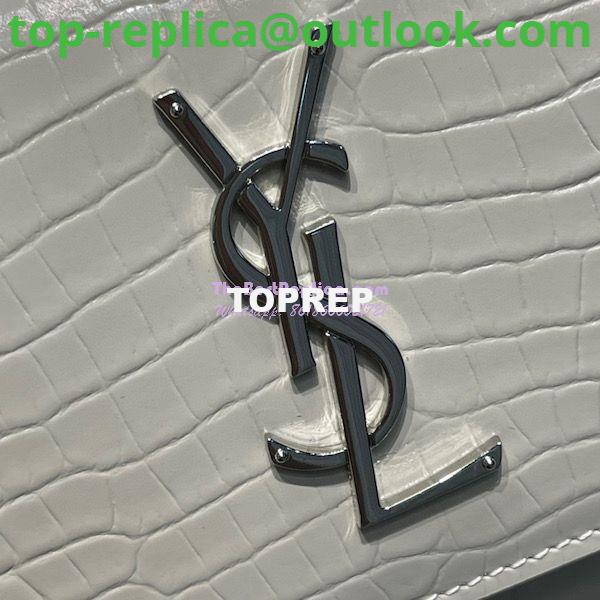 Replica YSL Saint Laurent Medium Sunset Monogram Crocodile embossed bag in Blanc w Silver Hardware 6 Replica YSL Saint Laurent Medium Sunset Monogram Crocodile embossed bag in Blanc w Silver Hardware 6