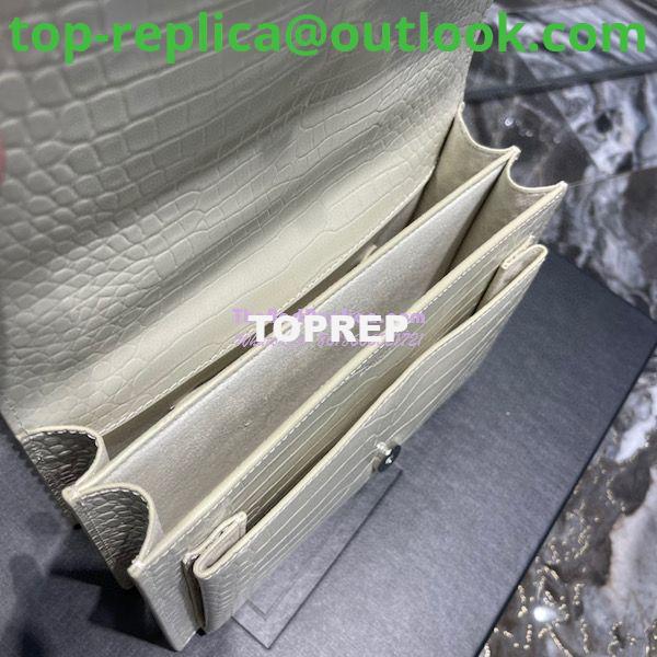 Replica YSL Saint Laurent Medium Sunset Monogram Crocodile embossed bag in Blanc w Silver Hardware 9 Replica YSL Saint Laurent Medium Sunset Monogram Crocodile embossed bag in Blanc w Silver Hardware 9