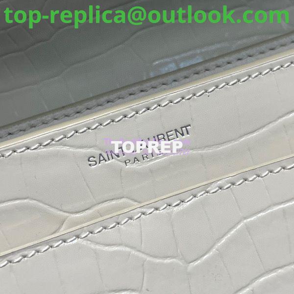 Replica YSL Saint Laurent Medium Sunset Monogram Crocodile embossed bag in Blanc w Silver Hardware 10 Replica YSL Saint Laurent Medium Sunset Monogram Crocodile embossed bag in Blanc w Silver Hardware 10