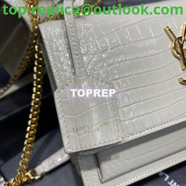 Replica YSL Saint Laurent Medium Sunset Monogram Crocodile embossed bag in Blanc w Gold Hardware 5 Replica YSL Saint Laurent Medium Sunset Monogram Crocodile embossed bag in Blanc w Gold Hardware 5