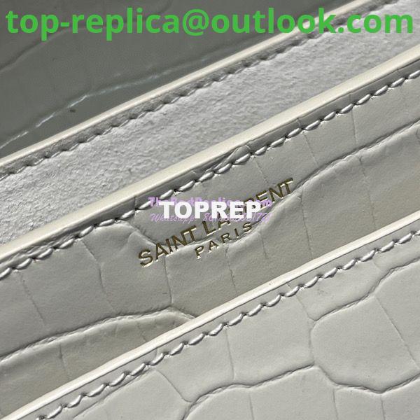 Replica YSL Saint Laurent Medium Sunset Monogram Crocodile embossed bag in Blanc w Gold Hardware 9 Replica YSL Saint Laurent Medium Sunset Monogram Crocodile embossed bag in Blanc w Gold Hardware 9