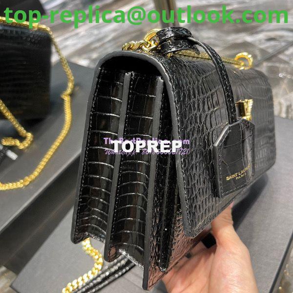 Replica YSL Saint Laurent Medium Sunset Monogram Crocodile embossed bag in Black w Gold Hardware 5 Replica YSL Saint Laurent Medium Sunset Monogram Crocodile embossed bag in Black w Gold Hardware 5