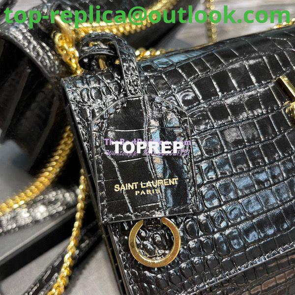 Replica YSL Saint Laurent Medium Sunset Monogram Crocodile embossed bag in Black w Gold Hardware 7 Replica YSL Saint Laurent Medium Sunset Monogram Crocodile embossed bag in Black w Gold Hardware 7