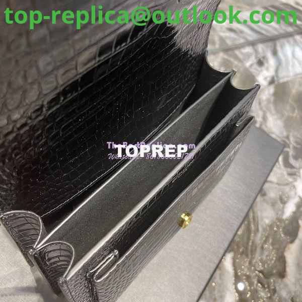 Replica YSL Saint Laurent Medium Sunset Monogram Crocodile embossed bag in Black w Gold Hardware 9 Replica YSL Saint Laurent Medium Sunset Monogram Crocodile embossed bag in Black w Gold Hardware 9