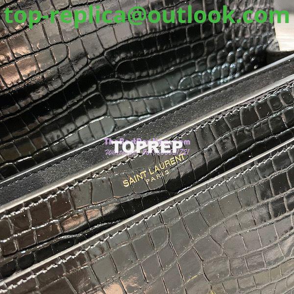 Replica YSL Saint Laurent Medium Sunset Monogram Crocodile embossed bag in Black w Gold Hardware 10 Replica YSL Saint Laurent Medium Sunset Monogram Crocodile embossed bag in Black w Gold Hardware 10