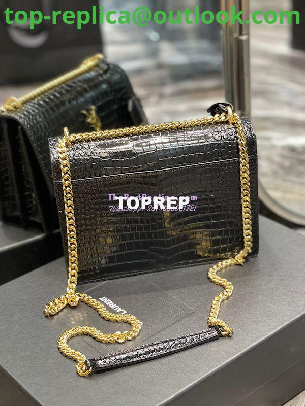 Replica YSL Saint Laurent Medium Sunset Monogram Crocodile embossed bag in Black w Gold Hardware 12 Replica YSL Saint Laurent Medium Sunset Monogram Crocodile embossed bag in Black w Gold Hardware 12
