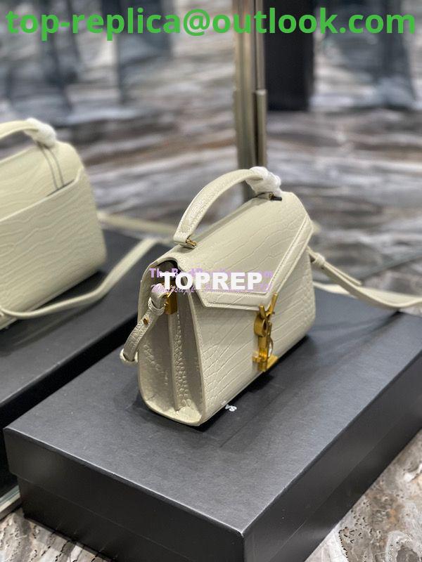Replica YSL Saint Laurent Cassandra Mini Top Handle Bag In Crocodile Embossed Shiny Leather 602716 White 3 Replica YSL Saint Laurent Cassandra Mini Top Handle Bag In Crocodile Embossed Shiny Leather 602716 White 3
