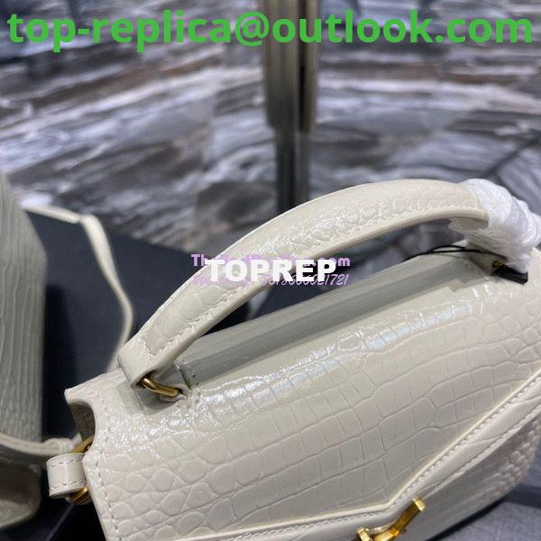Replica YSL Saint Laurent Cassandra Mini Top Handle Bag In Crocodile Embossed Shiny Leather 602716 White 4 Replica YSL Saint Laurent Cassandra Mini Top Handle Bag In Crocodile Embossed Shiny Leather 602716 White 4