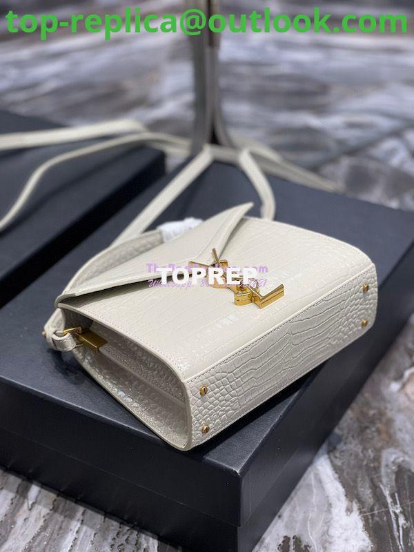 Replica YSL Saint Laurent Cassandra Mini Top Handle Bag In Crocodile Embossed Shiny Leather 602716 White 6 Replica YSL Saint Laurent Cassandra Mini Top Handle Bag In Crocodile Embossed Shiny Leather 602716 White 6