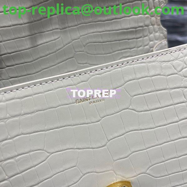 Replica YSL Saint Laurent Cassandra Mini Top Handle Bag In Crocodile Embossed Shiny Leather 602716 White 8 Replica YSL Saint Laurent Cassandra Mini Top Handle Bag In Crocodile Embossed Shiny Leather 602716 White 8
