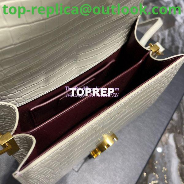 Replica YSL Saint Laurent Cassandra Mini Top Handle Bag In Crocodile Embossed Shiny Leather 602716 White 9 Replica YSL Saint Laurent Cassandra Mini Top Handle Bag In Crocodile Embossed Shiny Leather 602716 White 9