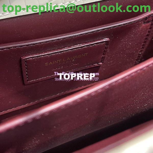 Replica YSL Saint Laurent Cassandra Mini Top Handle Bag In Crocodile Embossed Shiny Leather 602716 White 10 Replica YSL Saint Laurent Cassandra Mini Top Handle Bag In Crocodile Embossed Shiny Leather 602716 White 10