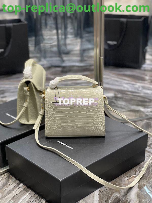 Replica YSL Saint Laurent Cassandra Mini Top Handle Bag In Crocodile Embossed Shiny Leather 602716 White 11 Replica YSL Saint Laurent Cassandra Mini Top Handle Bag In Crocodile Embossed Shiny Leather 602716 White 11
