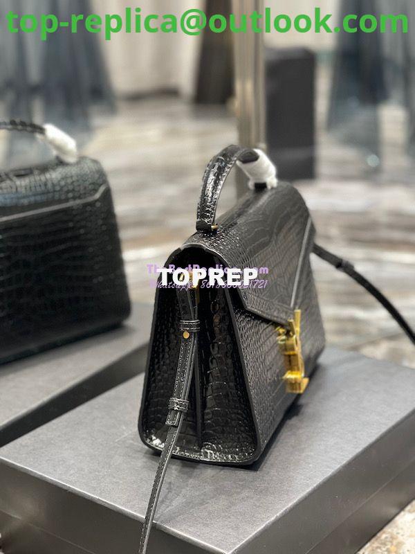 Replica YSL Saint Laurent Cassandra Medium Top Handle Bag In Shiny Crocodile-embossed Leather 578000 Black Gold Hardware 5 Replica YSL Saint Laurent Cassandra Medium Top Handle Bag In Shiny Crocodile-embossed Leather 578000 Black Gold Hardware 5
