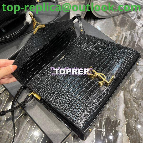 Replica YSL Saint Laurent Cassandra Medium Top Handle Bag In Shiny Crocodile-embossed Leather 578000 Black Gold Hardware 8 Replica YSL Saint Laurent Cassandra Medium Top Handle Bag In Shiny Crocodile-embossed Leather 578000 Black Gold Hardware 8
