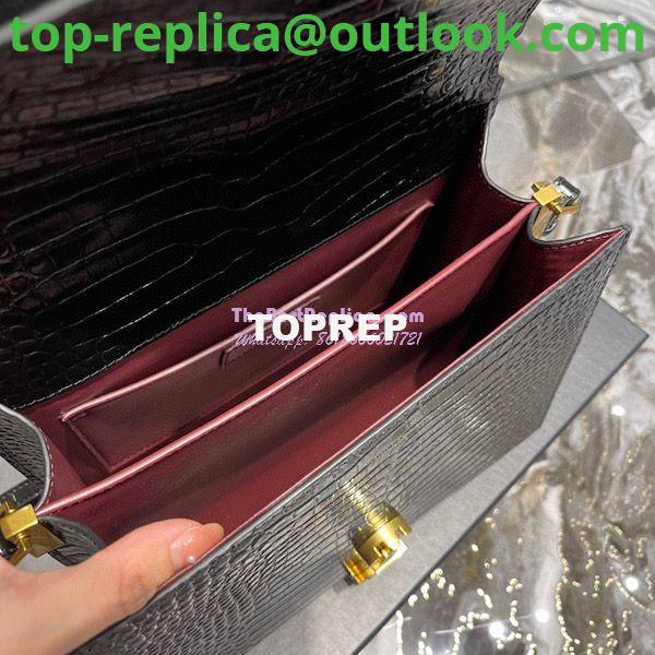 Replica YSL Saint Laurent Cassandra Medium Top Handle Bag In Shiny Crocodile-embossed Leather 578000 Black Gold Hardware 9 Replica YSL Saint Laurent Cassandra Medium Top Handle Bag In Shiny Crocodile-embossed Leather 578000 Black Gold Hardware 9