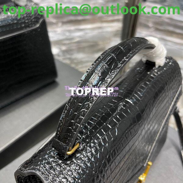 Replica YSL Saint Laurent Cassandra Medium Top Handle Bag In Shiny Crocodile-embossed Leather 578000 Black Gold Hardware 10 Replica YSL Saint Laurent Cassandra Medium Top Handle Bag In Shiny Crocodile-embossed Leather 578000 Black Gold Hardware 10