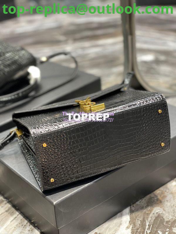 Replica YSL Saint Laurent Cassandra Medium Top Handle Bag In Shiny Crocodile-embossed Leather 578000 Black Gold Hardware 13 Replica YSL Saint Laurent Cassandra Medium Top Handle Bag In Shiny Crocodile-embossed Leather 578000 Black Gold Hardware 13