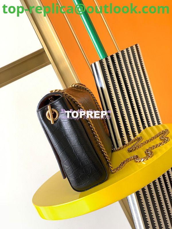 Replica YSL Saint Laurent Medium Kate Bag In Brown Suede And Black Crocodile-embossed Leather Reversible 553804 4 Replica YSL Saint Laurent Medium Kate Bag In Brown Suede And Black Crocodile-embossed Leather Reversible 553804 4