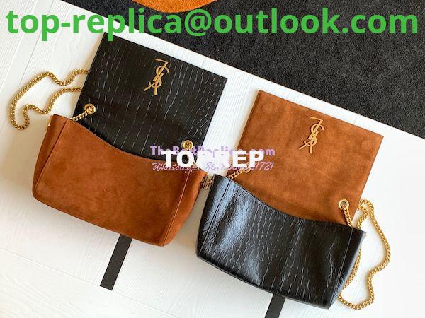 Replica YSL Saint Laurent Medium Kate Bag In Brown Suede And Black Crocodile-embossed Leather Reversible 553804 6 Replica YSL Saint Laurent Medium Kate Bag In Brown Suede And Black Crocodile-embossed Leather Reversible 553804 6