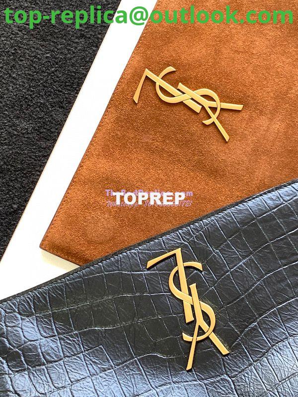 Replica YSL Saint Laurent Medium Kate Bag In Brown Suede And Black Crocodile-embossed Leather Reversible 553804 7 Replica YSL Saint Laurent Medium Kate Bag In Brown Suede And Black Crocodile-embossed Leather Reversible 553804 7