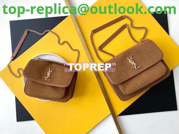 Replica YSL Saint Laurent Niki Woven Print Suede Small Medium Shoulder Bag 633158 Brun Replica YSL Saint Laurent Niki Woven Print Suede Small Medium Shoulder Bag 633158 Brun