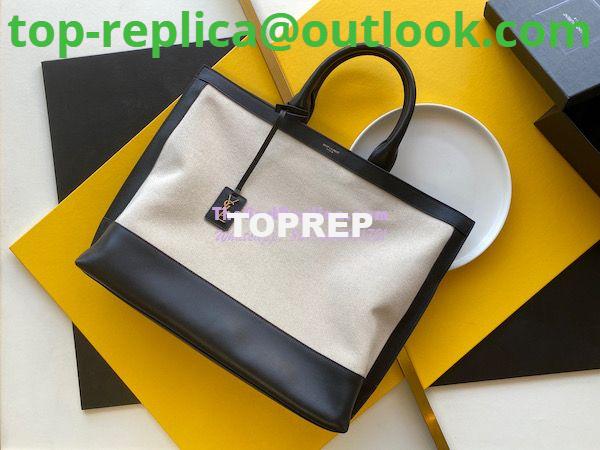 Replica YSL Saint Laurent Shopping Tag Cabas Linen Tote Bag 619757 3 Replica YSL Saint Laurent Shopping Tag Cabas Linen Tote Bag 619757 3