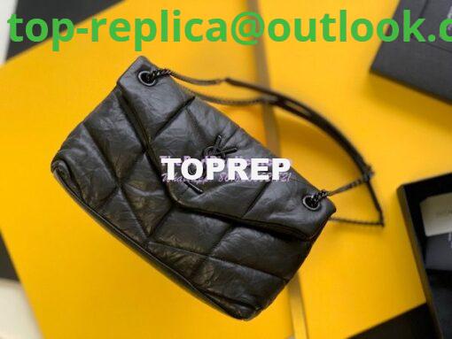 Replica Saint Laurent YSL Puffer Small Bag In Quilted Wrinkled Matte Leather 577476 Black