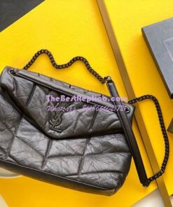 Replica Saint Laurent YSL Puffer Medium Bag In Quilted Wrinkled Matte Leather 5774751 Black