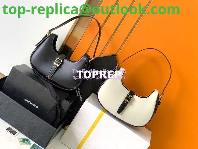 Replica YSL Saint Laurent Le Fermoir Hobo Bag In Shiny Leather 672615 Black White Replica YSL Saint Laurent Le Fermoir Hobo Bag In Shiny Leather 672615 Black White