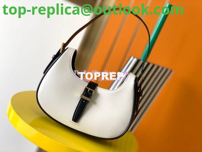 Replica YSL Saint Laurent Le Fermoir Hobo Bag In Shiny Leather 672615 Black White 2 Replica YSL Saint Laurent Le Fermoir Hobo Bag In Shiny Leather 672615 Black White 2