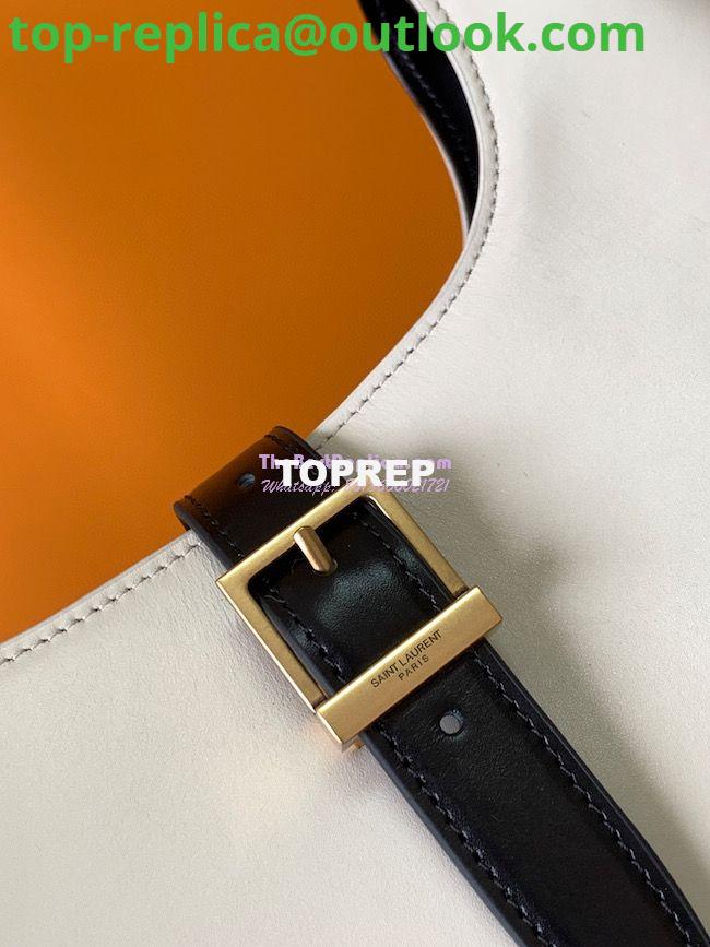 Replica YSL Saint Laurent Le Fermoir Hobo Bag In Shiny Leather 672615 Black White 5 Replica YSL Saint Laurent Le Fermoir Hobo Bag In Shiny Leather 672615 Black White 5