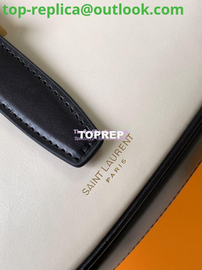 Replica YSL Saint Laurent Le Fermoir Hobo Bag In Shiny Leather 672615 Black White 6 Replica YSL Saint Laurent Le Fermoir Hobo Bag In Shiny Leather 672615 Black White 6