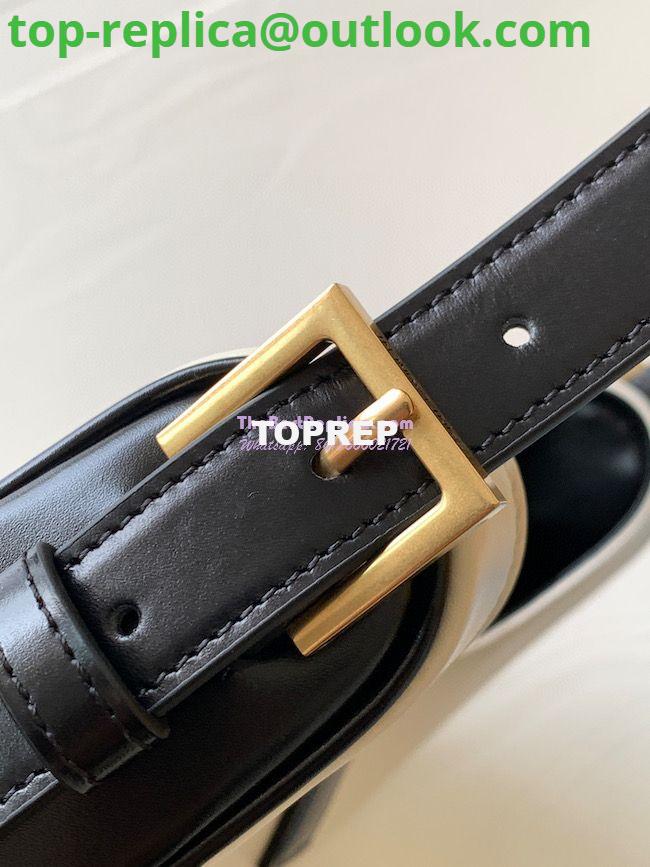 Replica YSL Saint Laurent Le Fermoir Hobo Bag In Shiny Leather 672615 Black White 7 Replica YSL Saint Laurent Le Fermoir Hobo Bag In Shiny Leather 672615 Black White 7