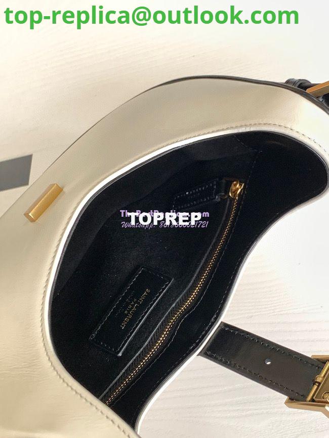 Replica YSL Saint Laurent Le Fermoir Hobo Bag In Shiny Leather 672615 Black White 8 Replica YSL Saint Laurent Le Fermoir Hobo Bag In Shiny Leather 672615 Black White 8