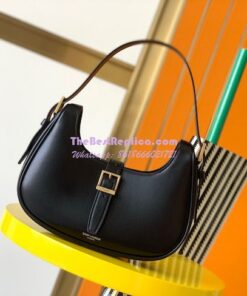 Replica YSL Saint Laurent Le Fermoir Hobo Bag In Shiny Leather 672615 Black 2