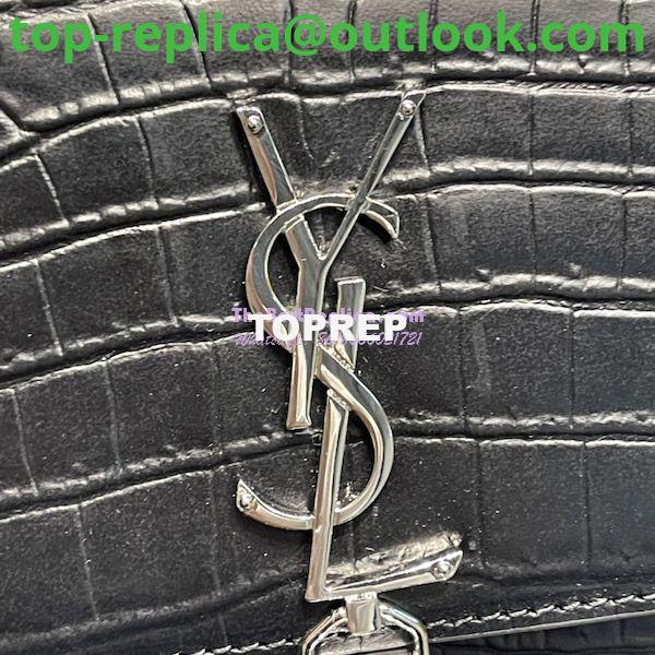 Replica YSL Saint Laurent Kate Chain Wallet With Tassel In Crocodile-embossed Matte Leather 452159 Black Silver Hardware 5 Replica YSL Saint Laurent Kate Chain Wallet With Tassel In Crocodile-embossed Matte Leather 452159 Black Silver Hardware 5