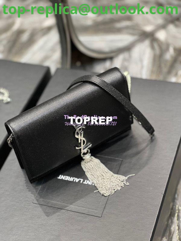 Replica YSL Saint Laurent Kate Chain Wallet With Tassel In Grain De Poudre Embossed Leather 452159 Black Silver Hardware 3 Replica YSL Saint Laurent Kate Chain Wallet With Tassel In Grain De Poudre Embossed Leather 452159 Black Silver Hardware 3