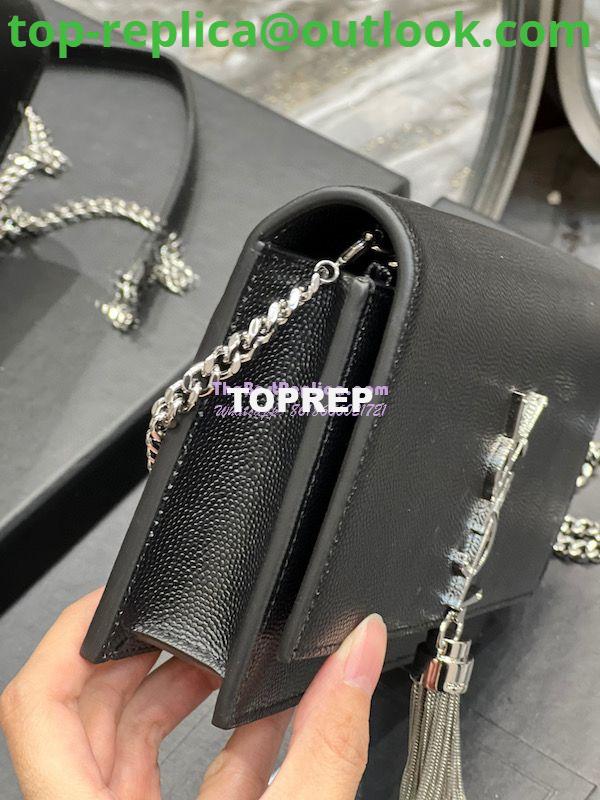Replica YSL Saint Laurent Kate Chain Wallet With Tassel In Grain De Poudre Embossed Leather 452159 Black Silver Hardware 4 Replica YSL Saint Laurent Kate Chain Wallet With Tassel In Grain De Poudre Embossed Leather 452159 Black Silver Hardware 4