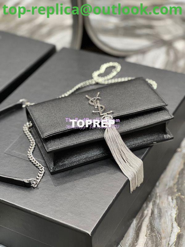Replica YSL Saint Laurent Kate Chain Wallet With Tassel In Grain De Poudre Embossed Leather 452159 Black Silver Hardware 5 Replica YSL Saint Laurent Kate Chain Wallet With Tassel In Grain De Poudre Embossed Leather 452159 Black Silver Hardware 5