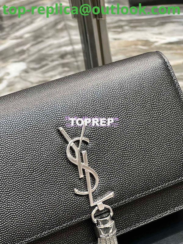 Replica YSL Saint Laurent Kate Chain Wallet With Tassel In Grain De Poudre Embossed Leather 452159 Black Silver Hardware 6 Replica YSL Saint Laurent Kate Chain Wallet With Tassel In Grain De Poudre Embossed Leather 452159 Black Silver Hardware 6