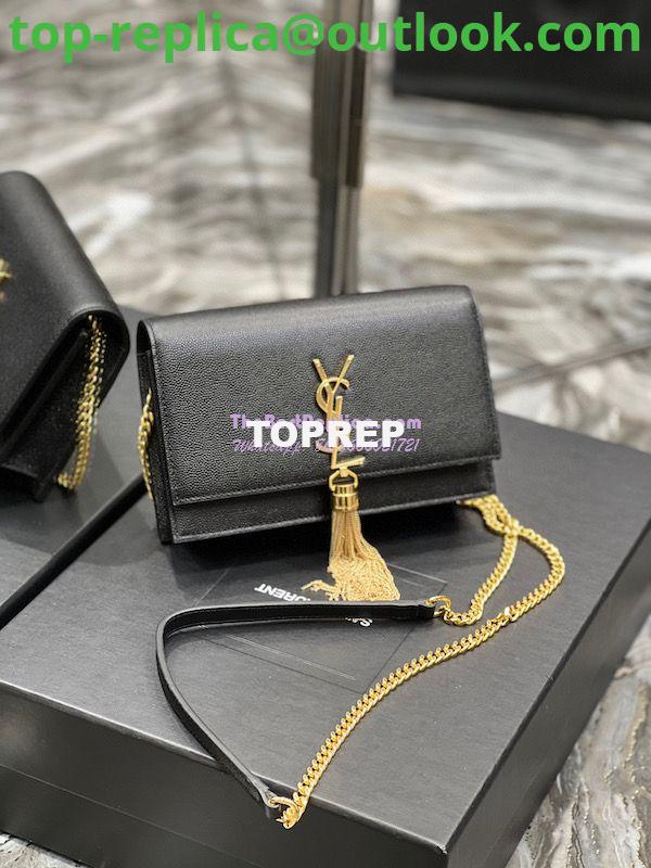 Replica YSL Saint Laurent Kate Chain Wallet With Tassel In Grain De Poudre Embossed Leather 452159 Black Gold Hardware 2 Replica YSL Saint Laurent Kate Chain Wallet With Tassel In Grain De Poudre Embossed Leather 452159 Black Gold Hardware 2